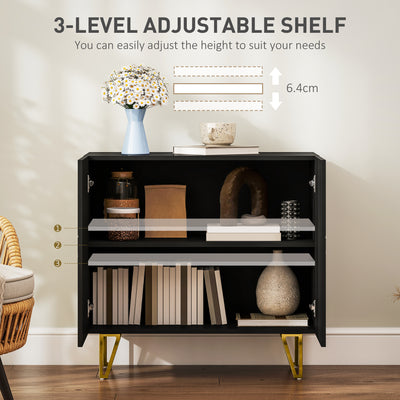 HOMCOM Modern Luxe High Gloss Sideboard, with Hairpin Legs - Black 