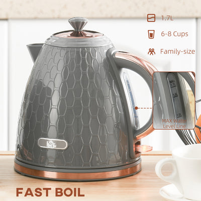 HOMCOM 3kW Rapid Boil Honeycomb Kettle - Grey 
