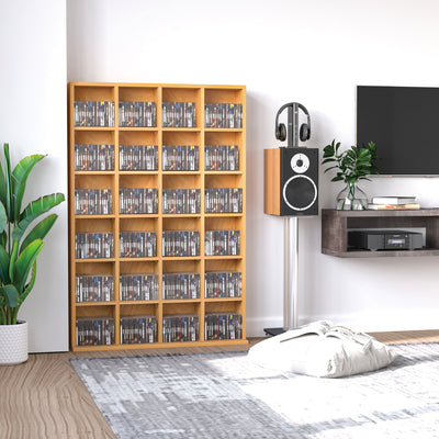 HOMCOM CD Storage Unit with Adjustable Shelves, 89 x 130.5 cm, Beech Wood Finish 