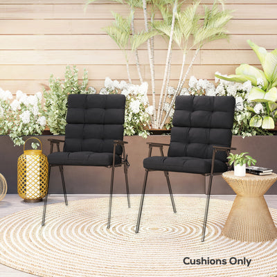 Outsunny 2-Piece Seat Cushion Replacement with Backrest, Garden Patio Chair Cushions Set with Ties, Black 