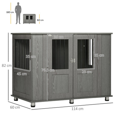 PawHut Dog Crate Table for Medium and Large Dogs with Magnetic Door for Indoor Use, 114 x 60 x 82 cm, Grey 