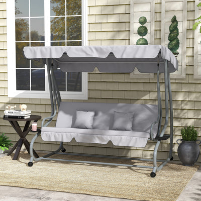 Outsunny Three-Person garden Swing Chair, with Adjustable Canopy - Light Grey 