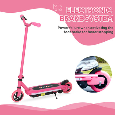AIYAPLAY Electric Scooter for Ages 6-14, with Colourful Light and Electric Brake, Electric Scooter E Scooter, Up to 10 KM/H & 8 KM, Pink 