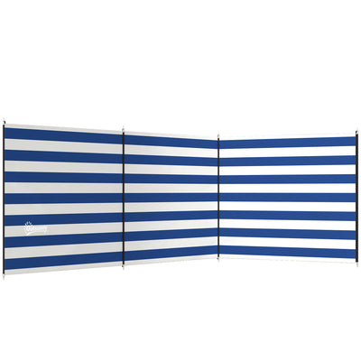Outsunny 4 Pole Camping Windbreaks, Beach Wind Shield Shelter with Carry Bag and Steel Poles, 540cm x 150cm, Dark Blue 