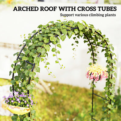 Outsunny Garden Arch, 2.4 m High x 1.5 m Wide Metal Garden Trellis for Climbing Plants, Outdoor Wedding Arch for Bridal, Black 