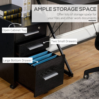 HOMCOM Three-Drawer Lockable Filing Cabinet - Black 