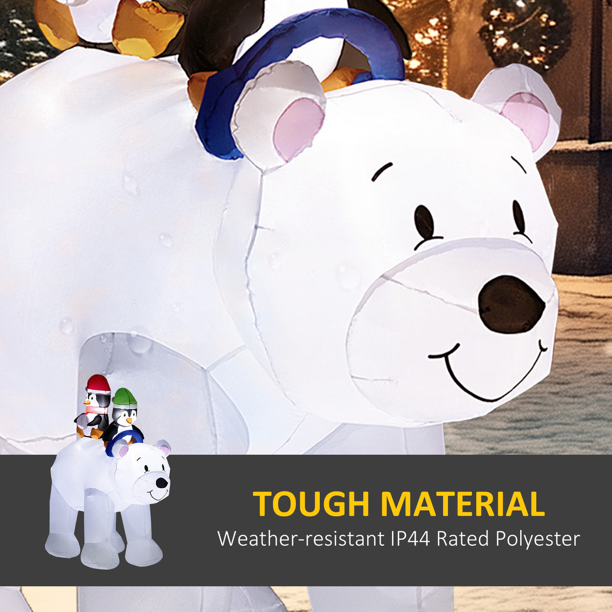 Outsunny 6.4ft Inflatable Polar Bear and Penguin Christmas Inflatable 