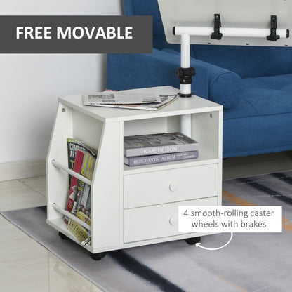 HOMCOM Functional Swivel Bedside Table End Table Side Table for Living Room Nightstand for Bedroom 