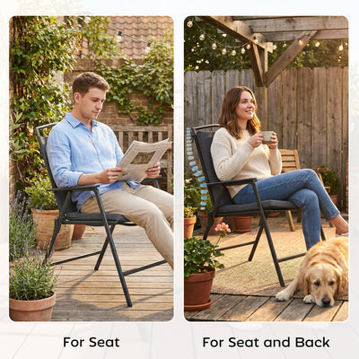 Outsunny Outdoor Seat Cushions Set of 2 with Ties, Waterproof Garden Seat Pads, Dark Grey 