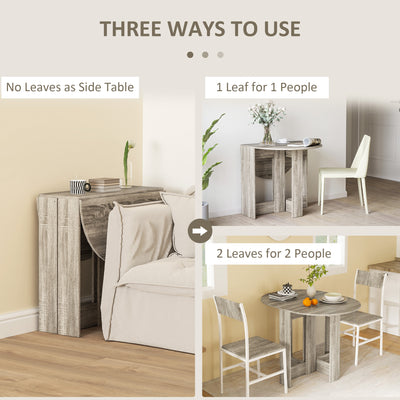 HOMCOM Space-saving Drop Leaf Table, Folding Dining Table for Small Space, Kitchen, Dining Room, Grey 