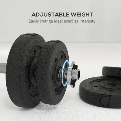 HOMCOM 30KG Adjustable Dumbbells Set, Hand Weights Set for Home Gym Weight Lifting Training 