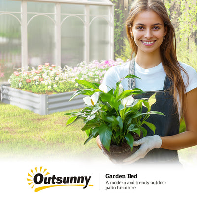 Outsunny 240 x 120cm Galvanised Steel Open Planter - Silver 