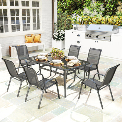 Outsunny Seven-Piece Outdoor Dining Set - Charcoal Grey 