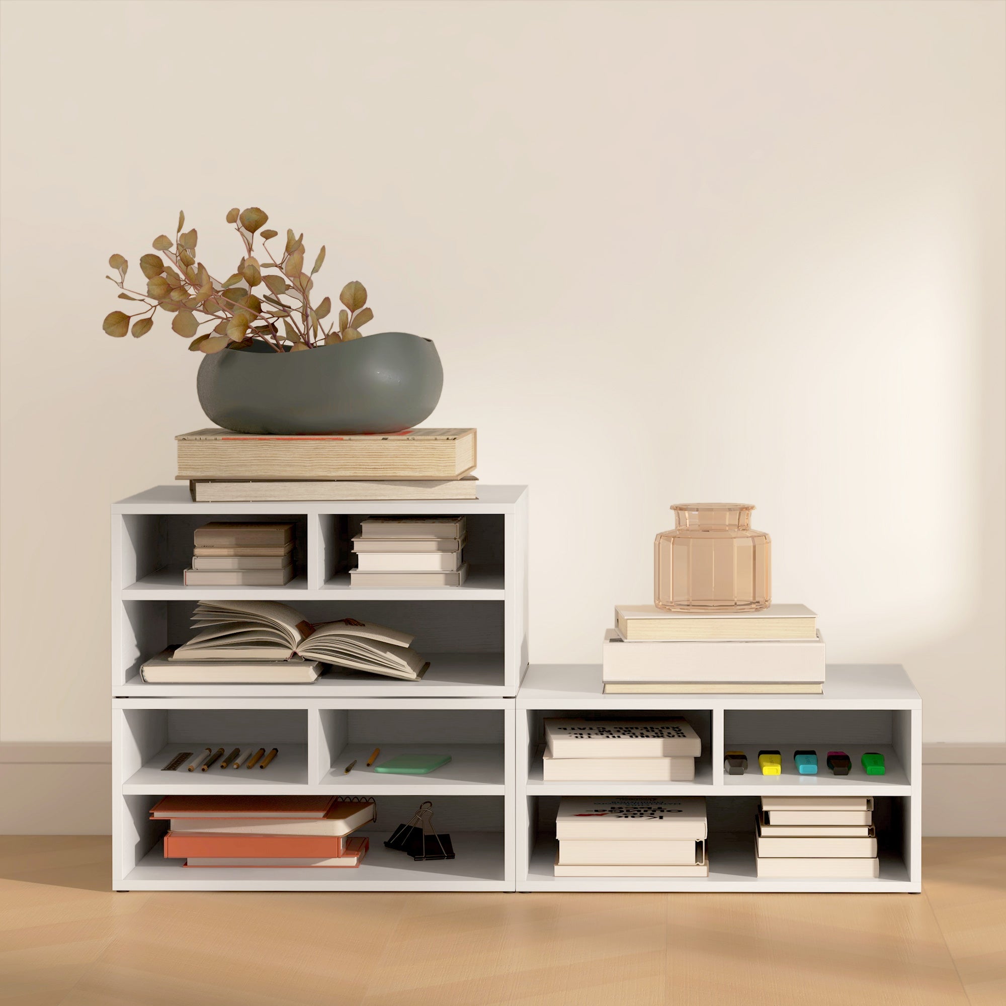 HOMCOM Three-Compartment Printer Storage Cabinet - White 