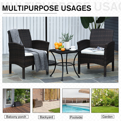 Outsunny Square Garden Metal Bistro Table Outdoor Patio Coffee Side Desk - Black 45L X 45W X 50H CM 