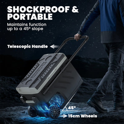 Outsunny 40L Compressor Car Fridge Freezer, Dual Zone Camping Refrigerator with App Control, Telescopic Handle, -20℃-20℃ 