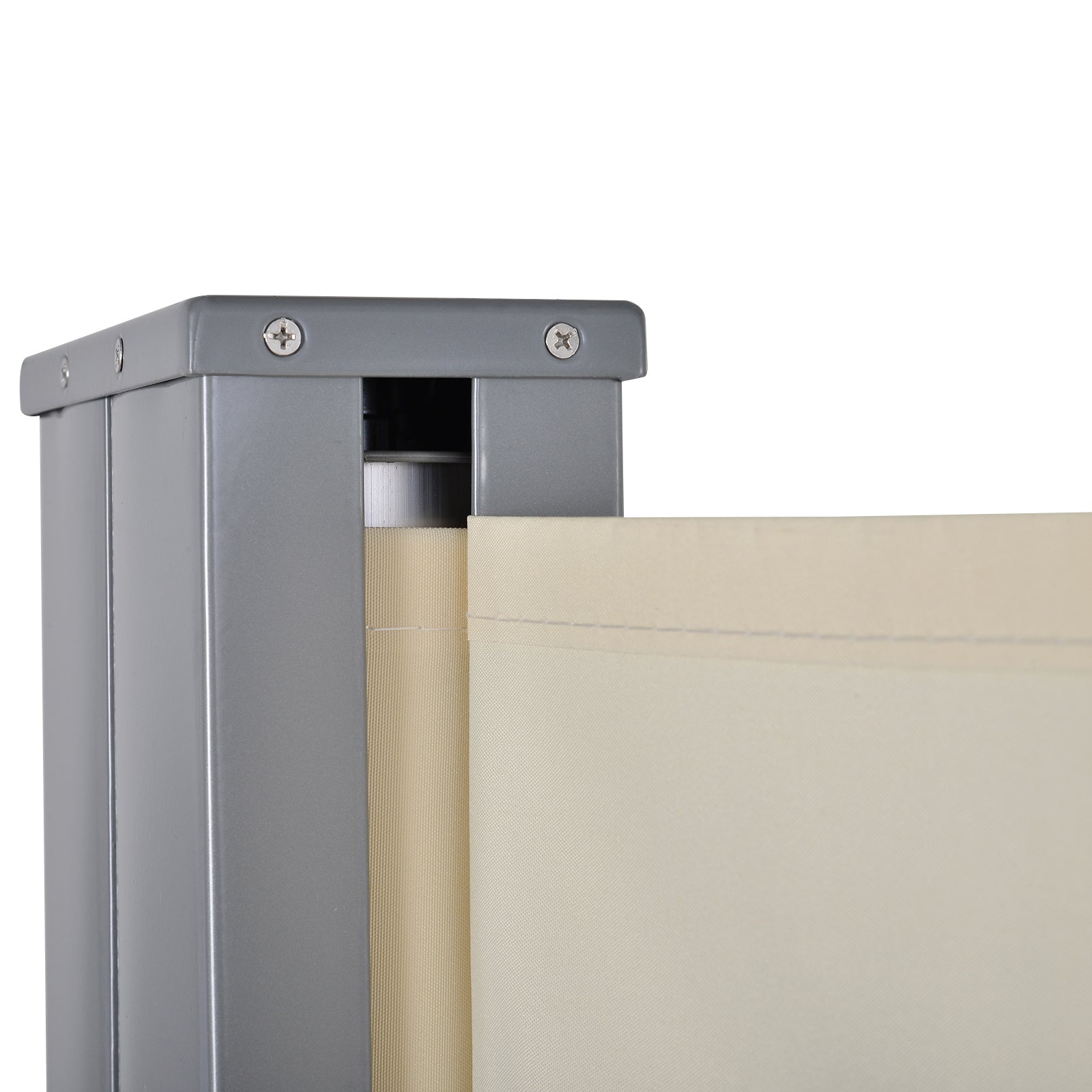 Outsunny 6 x 1.6 M Double Canopy Pull-Out Side Awning Sun Rain Outdoor Protection w/ Steel Frame Retractable Garden Privacy Home Commercial Beige 