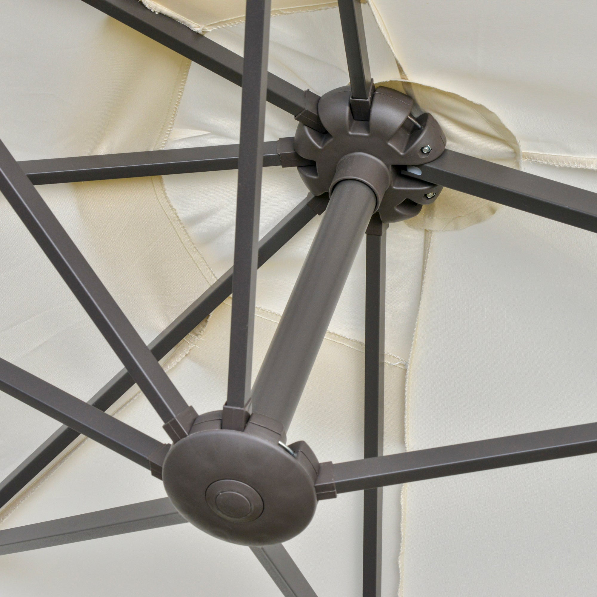 Outsunny 4.6M Sun Umbrella Canopy Double-sided Crank Sun Shade w/ Cross Base Off White 