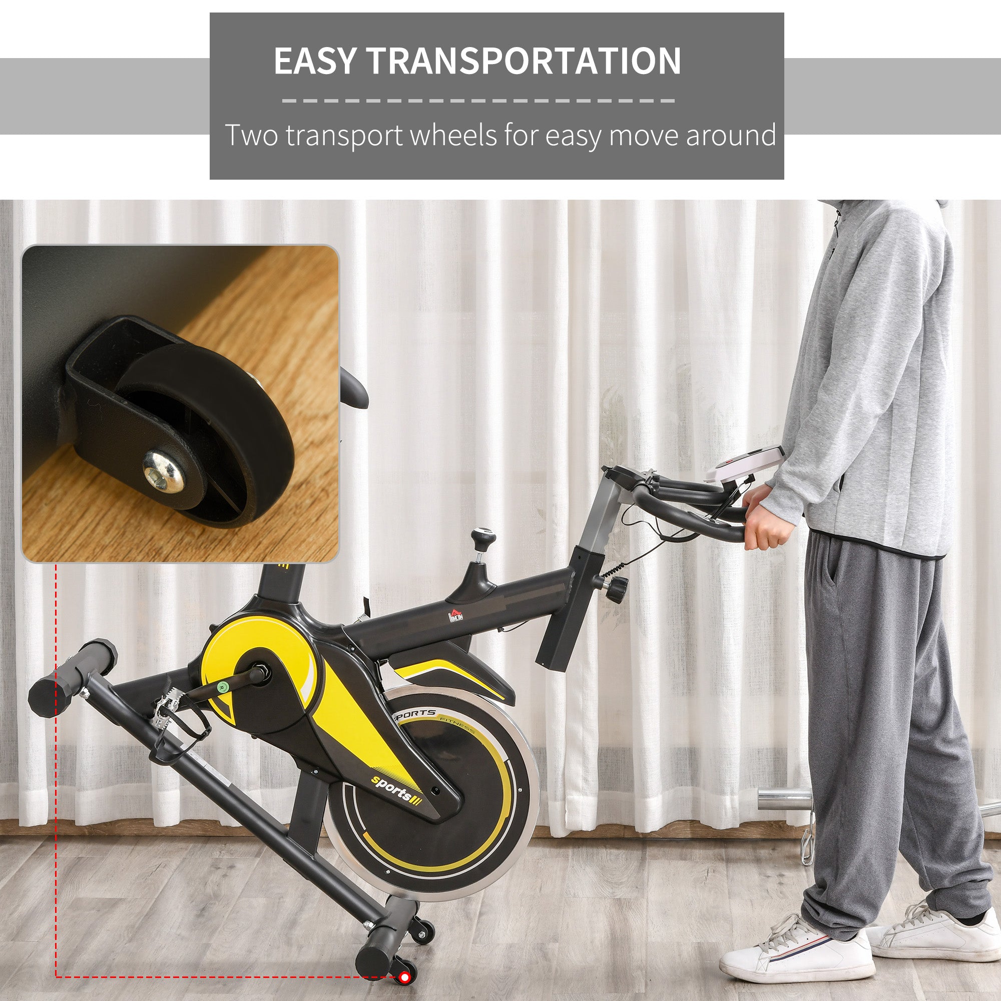 HOMCOM Upright Exercise Bike Indoor Training Cycling Machine Stationary Workout Bicycle with 10KG Flywheel and Adjustable Resistance Seat Handlebar LCD Display for Home Gym 