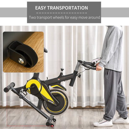 HOMCOM Upright Exercise Bike Indoor Training Cycling Machine Stationary Workout Bicycle with 10KG Flywheel and Adjustable Resistance Seat Handlebar LCD Display for Home Gym 