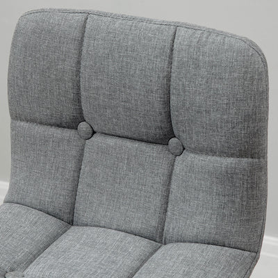 HOMCOM Bar stool Set of 2 Armless Button-Tufted Counter Height Bar Chairs with Wood Legs & Footrest, Grey 