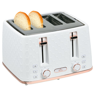 HOMCOM Four-Slice Honeycomb Toaster - White 