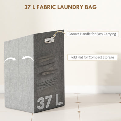 HOMCOM Bamboo Laundry Cabinet with Slatted Door, Bathroom Cabinet with Tilt-Out Hamper and Removable Liner Bag, 40 x 30D x 95 cm, Natural Wood Finish 