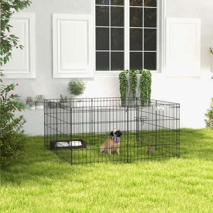 PawHut Dog Playpen, Puppy Pen, Eight-Panel Metal Fence, for Small Dogs, Indoors, Outdoors - Black 