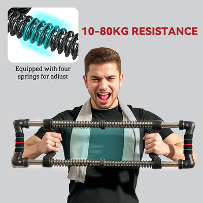 SPORTNOW Chest Expander, with 10-50kg Adjustable Resistance, for Home Gym, Office, Travel Workout 