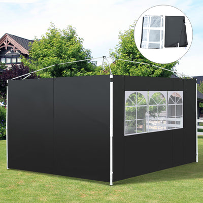Outsunny 3 Meters Gazebo Replaceable Exchangeable Side Panel Wall Panels Walls With Window, Black 
