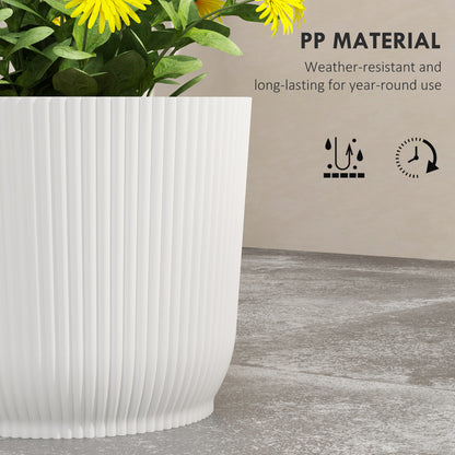 Outsunny Set of Two \'d0\'a422cm Planters - White