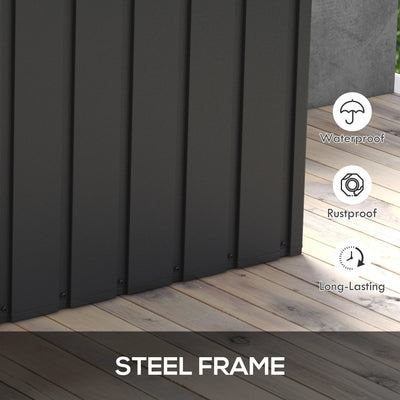 Outsunny 450L Galvanised Steel Garden Storage Box, with Wheels - Dark Grey 