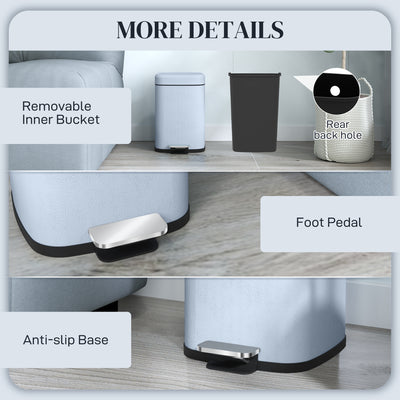 HOMCOM 12L Modern Boxy Metal Home Kitchen Bin - Light Blue 