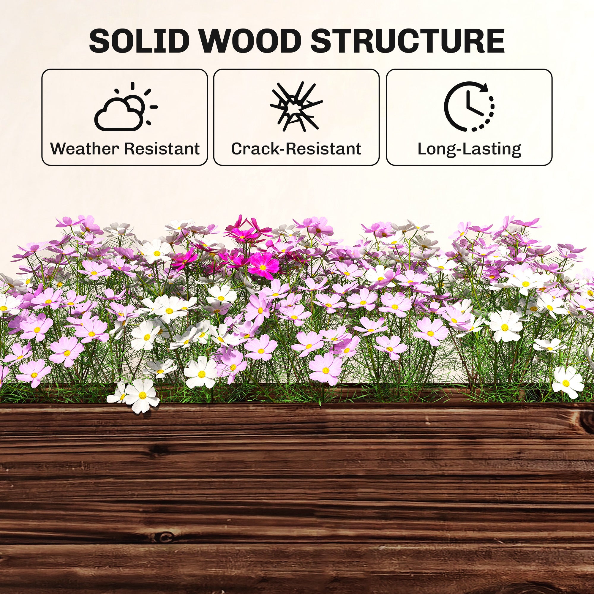 Outsunny 3-Tier Wooden Raised Planter, Raised Garden Bed on Legs with Drainage Holes and Bed Liner, Elevated Garden Planter 