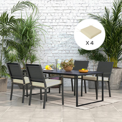 Outsunny 4-Piece Seat Cushions Pillow Replacement, Patio Chair Cushions Set with Ties for Indoor Outdoor, Beige 