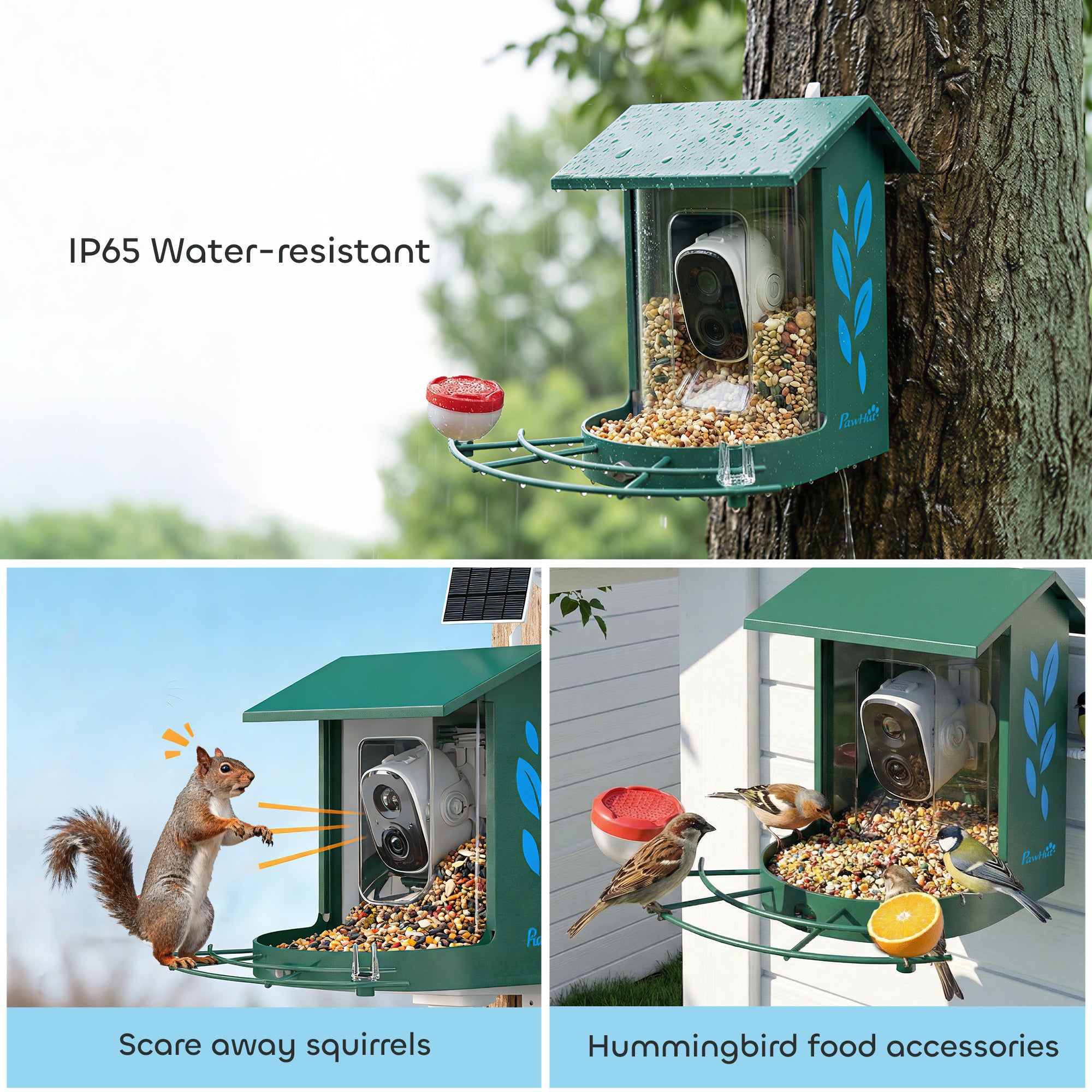 PawHut Smart Bird Feeder Camera 2K HD with AI Identifies 16,000+ Species, 2K HD Auto Capture Video, APP Instant Notifications 