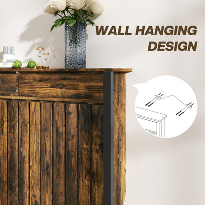 HOMCOM 93 x 88.5cm Rustic-Look Radiator Cover - Brown/Black