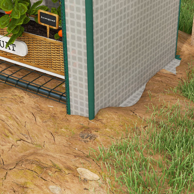 Outsunny 4 Tier Mini Greenhouse for Outdoor, Portable Gardening Plant Green House with Storage Shelf, Roll-Up Zipped Door, Metal Frame and PE Cover, 80 x 49 x 160cm, White 