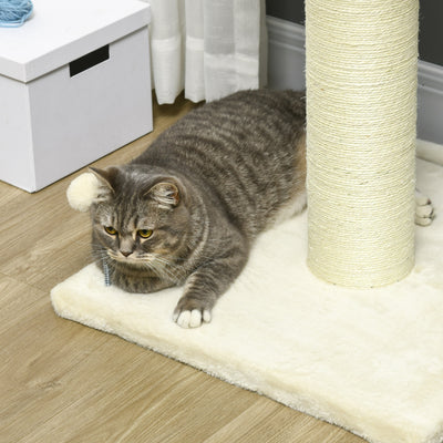 PawHut Cat Tree, with Sisal Wrapped Scratching Post - Cream 