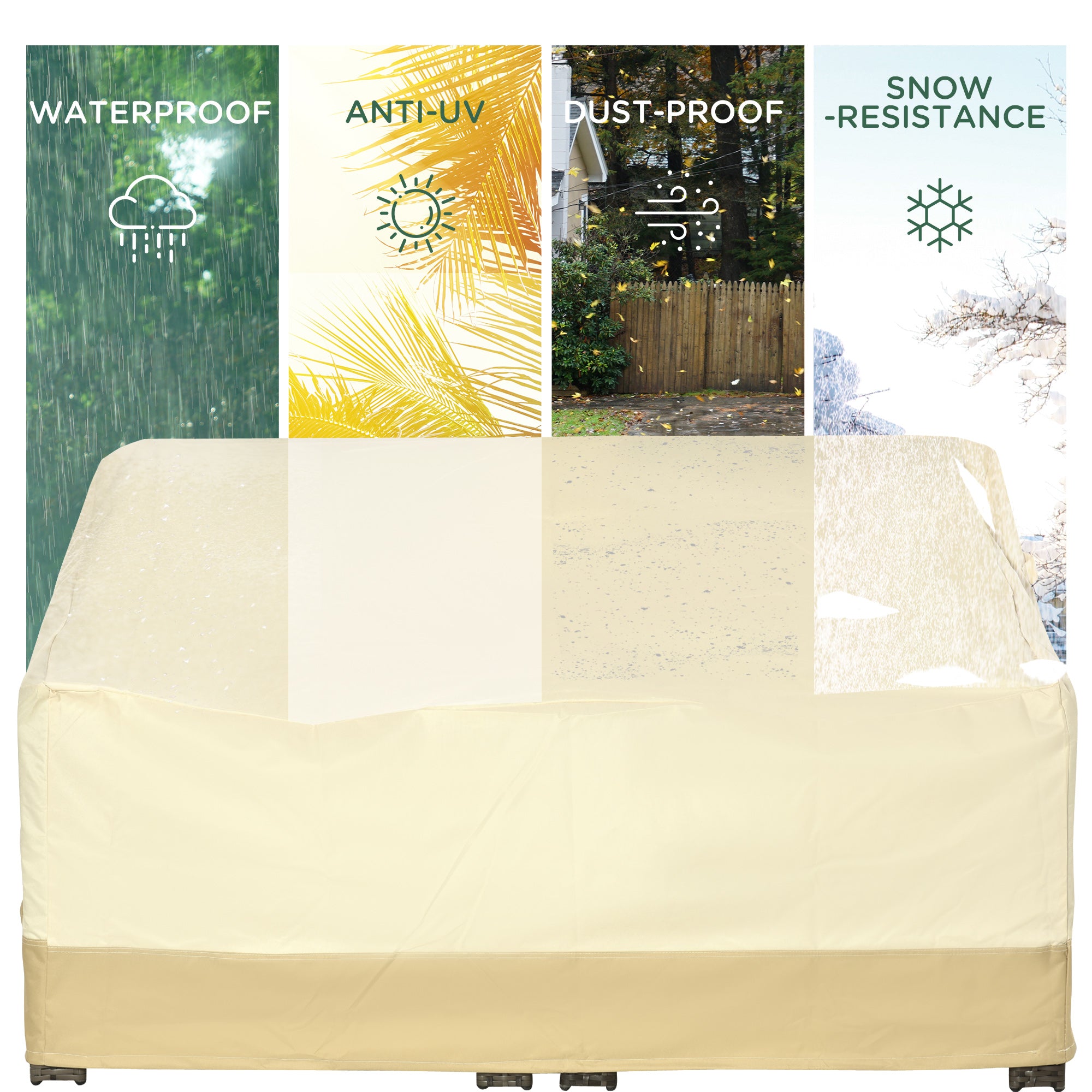 Outsunny 600D Oxford Cloth Furniture Cover 3 Seat Rattan Chair Protector Large Garden Patio Outdoor Waterproof L152 x W87 x H58-79cm 