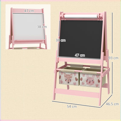 AIYAPLAY Three-In-One Kids Easel with Paper Roll, Art Easel, with Storage - Pink 