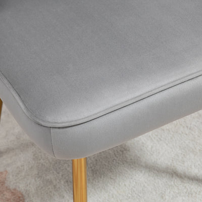 HOMCOM Shell Dining Chairs Set of 2, Upholstered Kitchen Chairs with Gold Metal Legs and Backrest, Velvet Fabric Lounge Leisure Chairs for Living Room, Reception Room, Grey 
