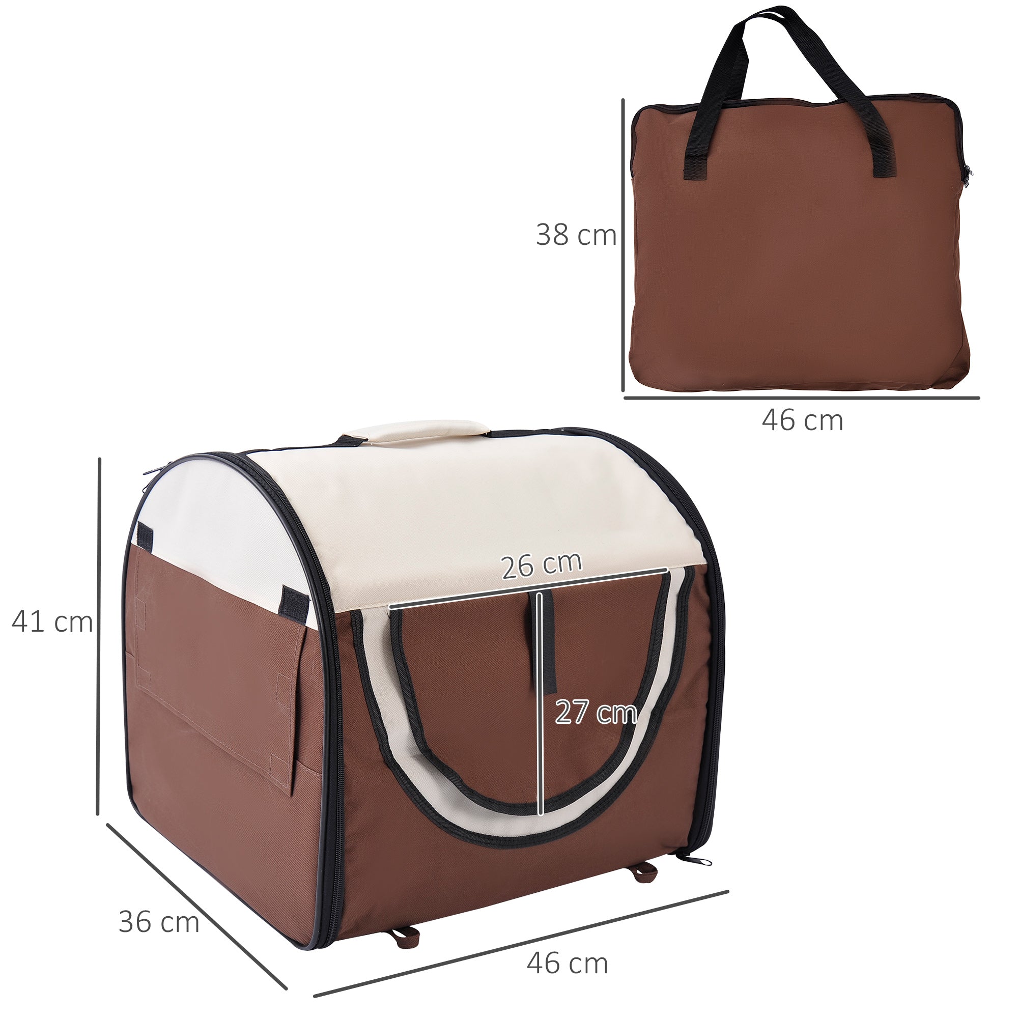 Pawhut Folding Fabric Soft Pet Crate, 46Lx36Wx41H cm - Brown 