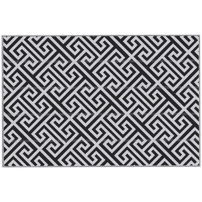 Outsunny 182 x 274 cm(6x9ft) Outdoor Rug Reversible Mat Plastic Straw Rug Portable RV Camping Mat for Garden Deck Picnic Indoor, Black & White 
