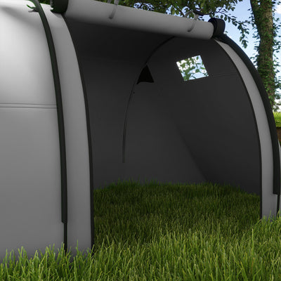 Outsunny Four Man Duo Room Tunnel Tent, with Accessories - Grey 