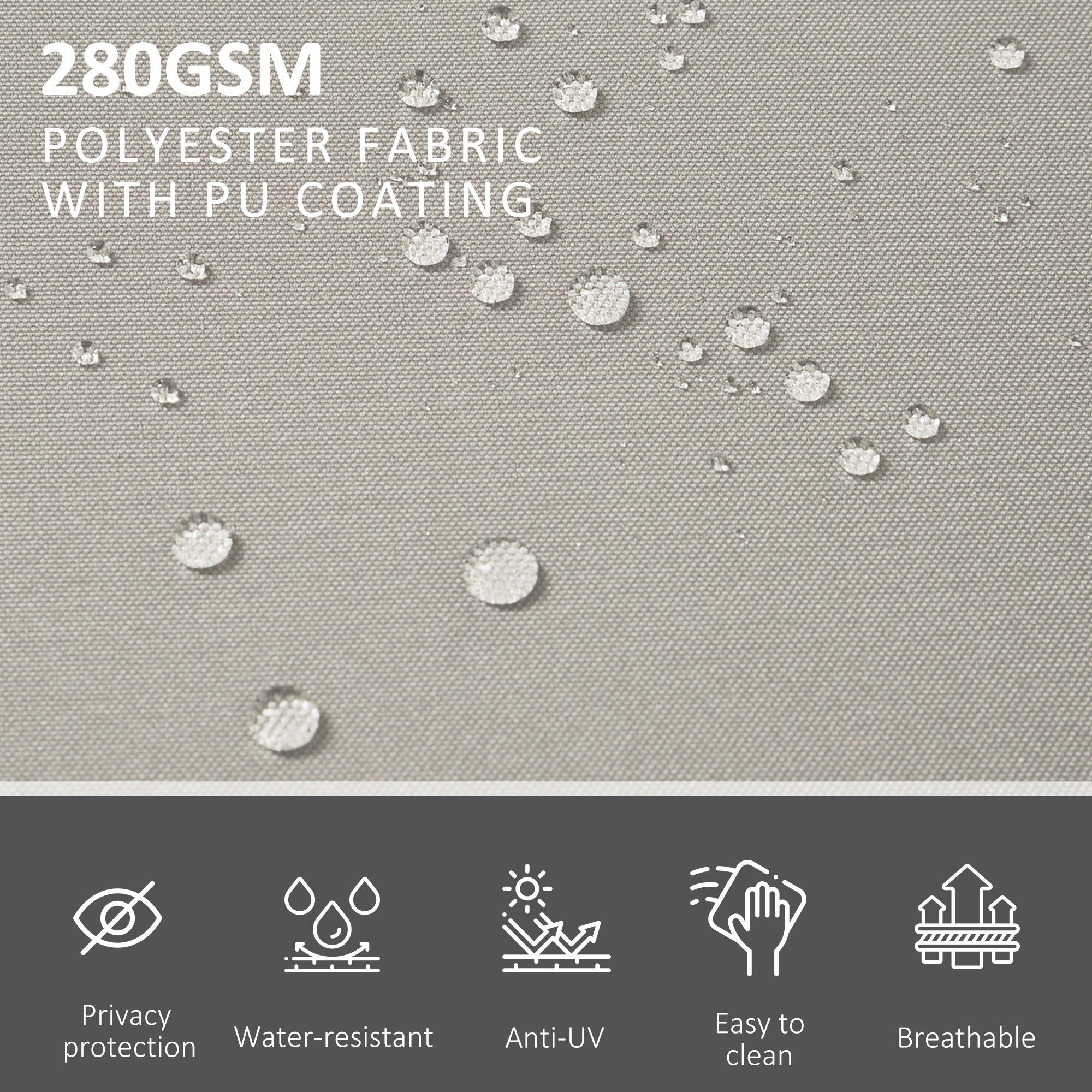 Outsunny 6 x 1.6 M Double Canopy Pull-Out Side Awning Sun Rain Outdoor Protection w/ Steel Frame Retractable Garden Privacy Home Commercial Beige 