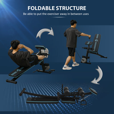 HOMCOM Foldable Weight Bench, Adjustable Strength Training Sit Up Ab Bench, Incline/Decline, Blue 