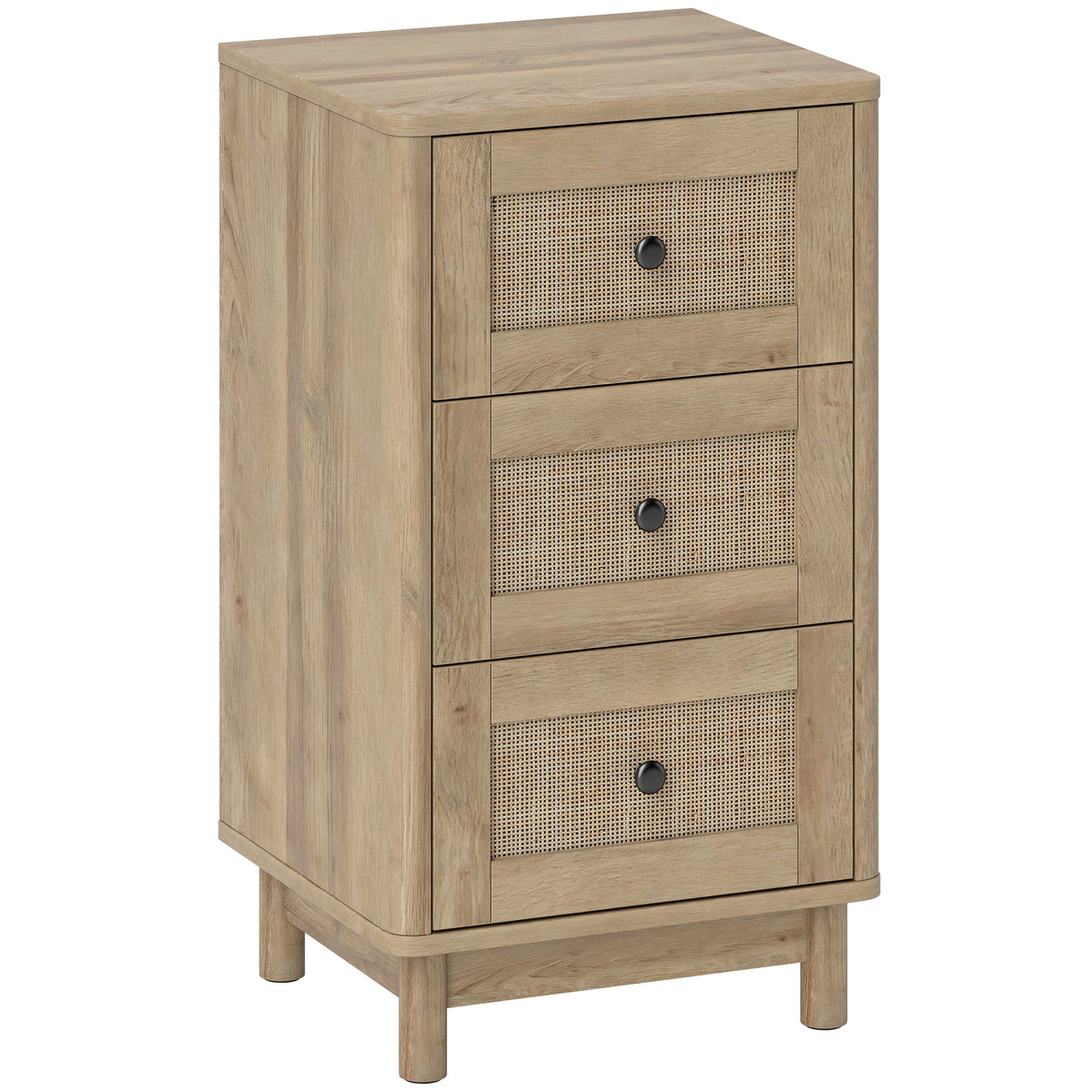 HOMCOM 40 cm Drawer Chest of Drawers with 3 Drawer - Oak 