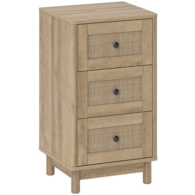 HOMCOM 40 cm Drawer Chest of Drawers with 3 Drawer - Oak 