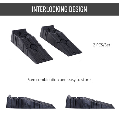 DURHAND 2 Pieces Car Ramps Heavy Duty 5 Ton Motorhome Levelling Ramps, Plastic Garage Workshop Car Lift, Portable Automotive Vehicle Campervan Car Ramp, Black 